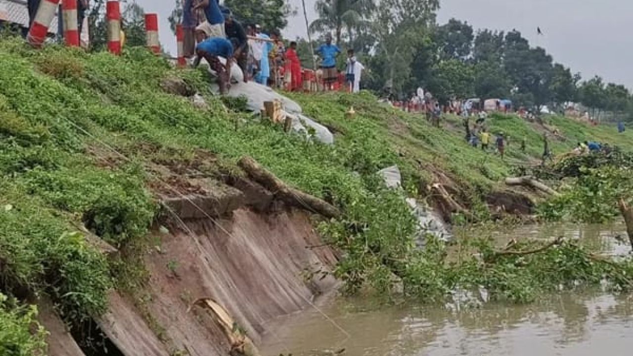 টাঙ্গাইলে যমুনার বাঁধে ভয়াবহ ভাঙন, বড় বিপর্যয়ের আশঙ্কা